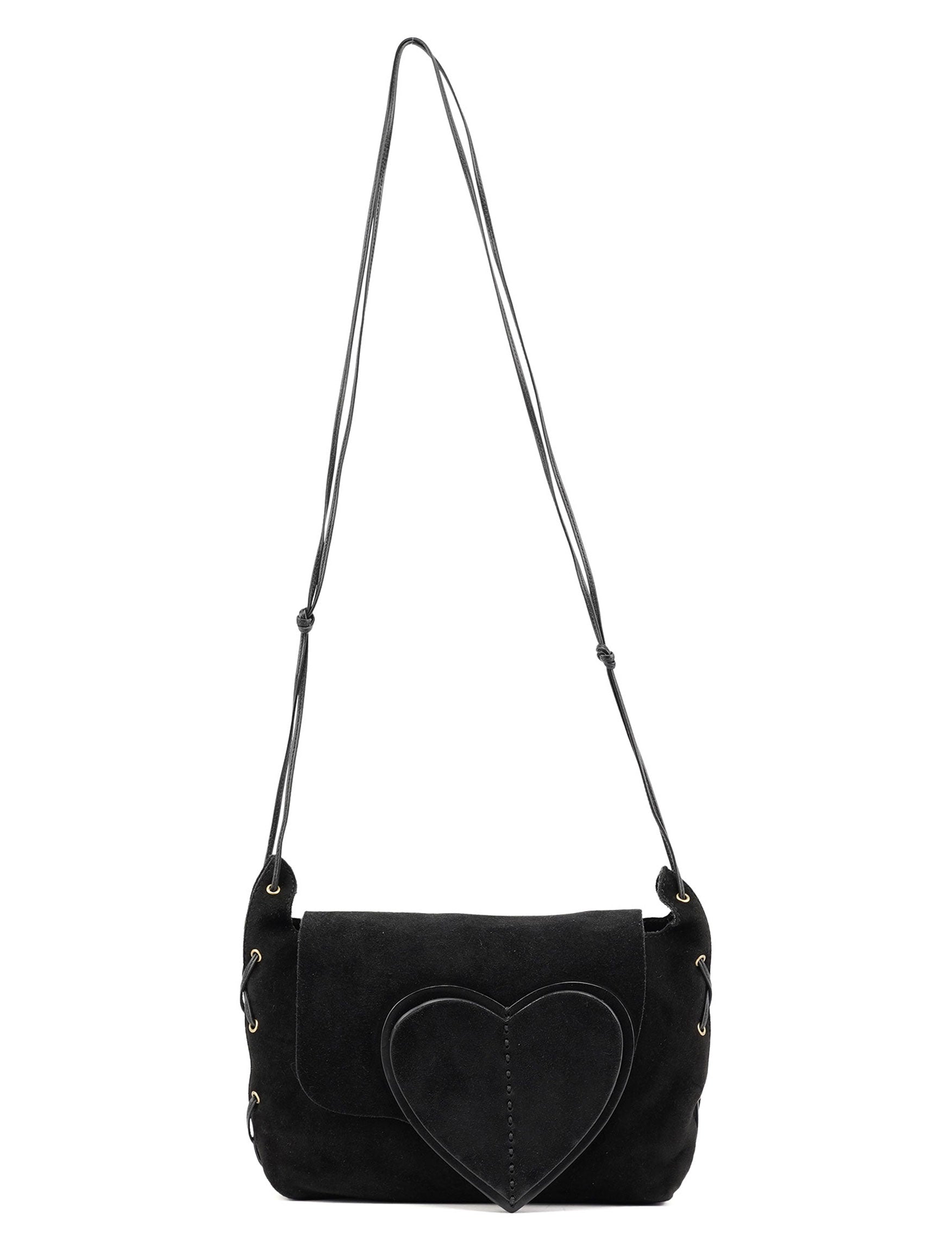 Gucci 2002 Black Suede Heart Crossbody Bag