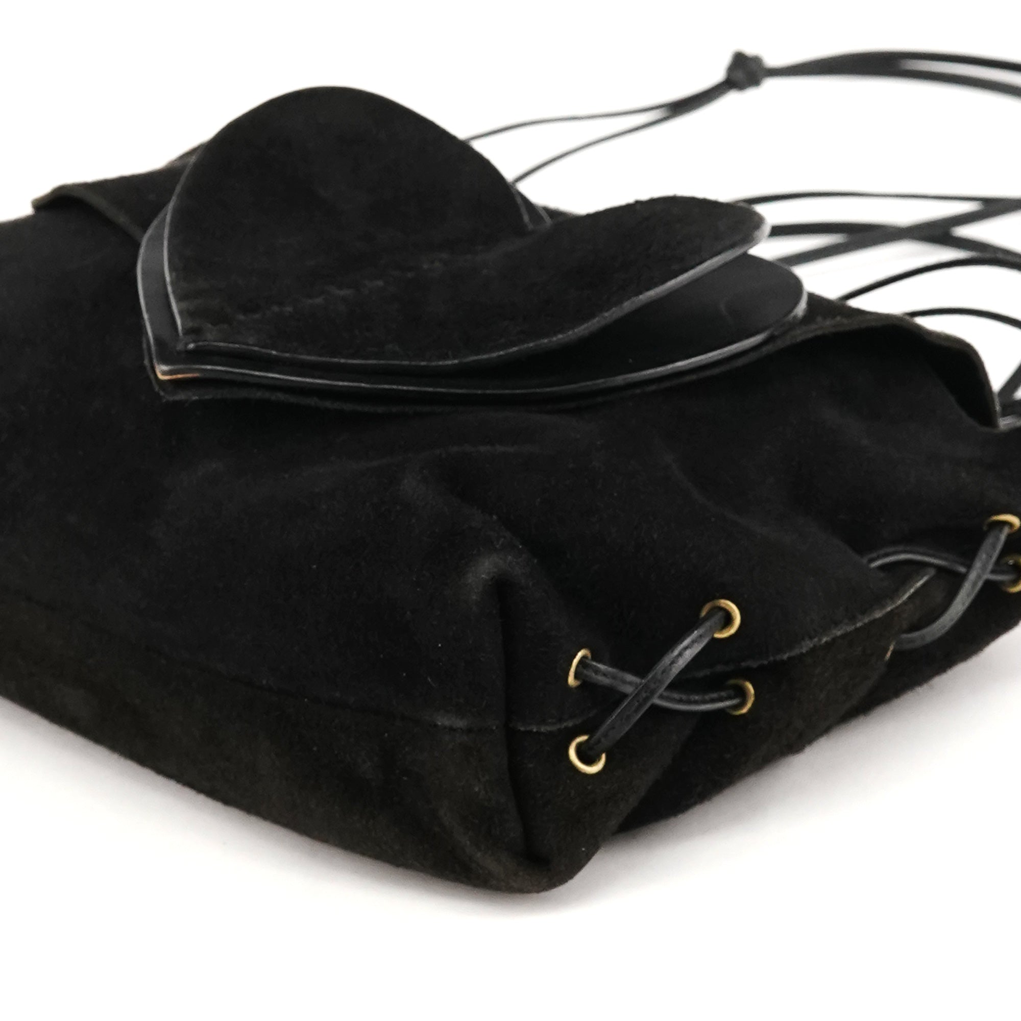 Gucci 2002 Black Suede Heart Crossbody Bag