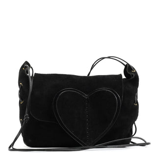 Gucci 2002 Black Suede Heart Crossbody Bag