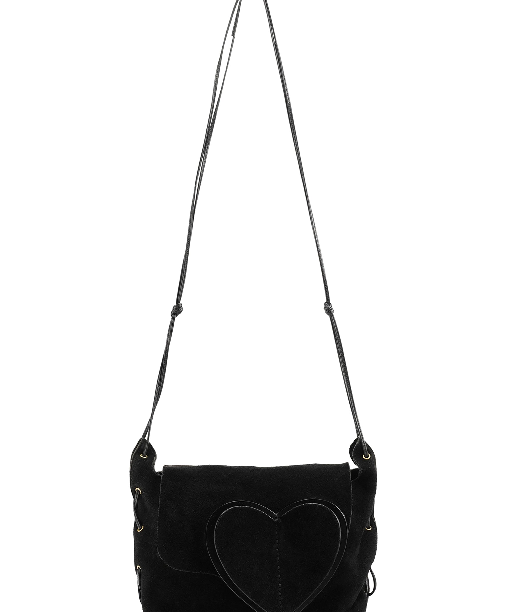 Gucci 2002 Black Suede Heart Crossbody Bag