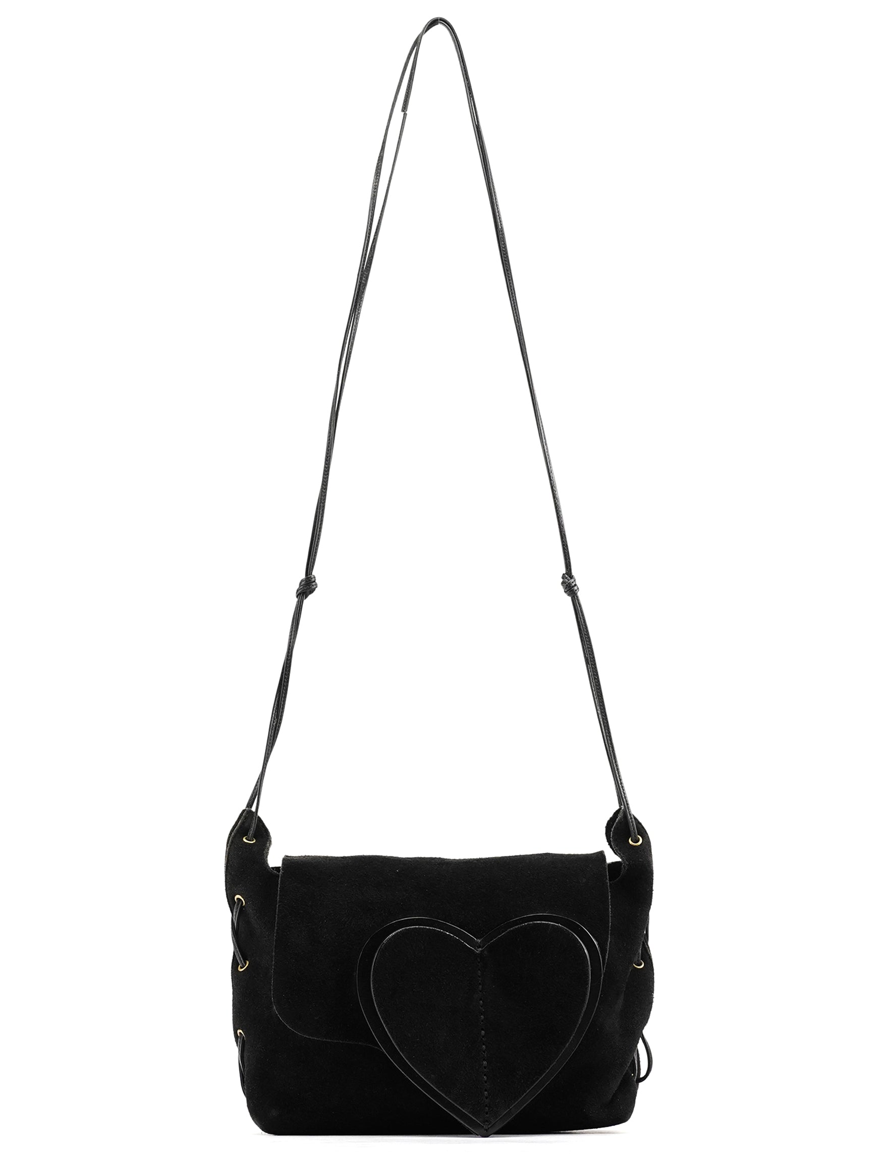 Gucci 2002 Black Suede Heart Crossbody Bag