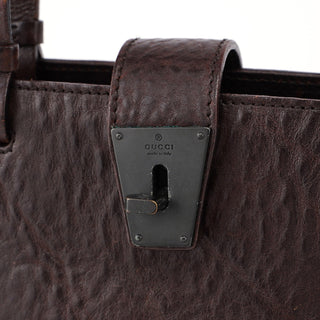 Gucci 2002 Brown Leather Turnlock Tote
