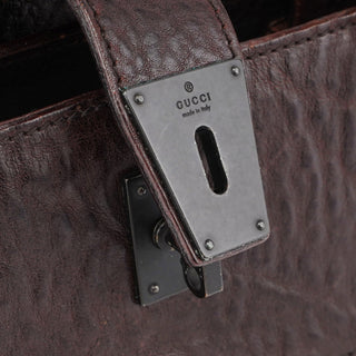 Gucci 2002 Brown Leather Turnlock Tote