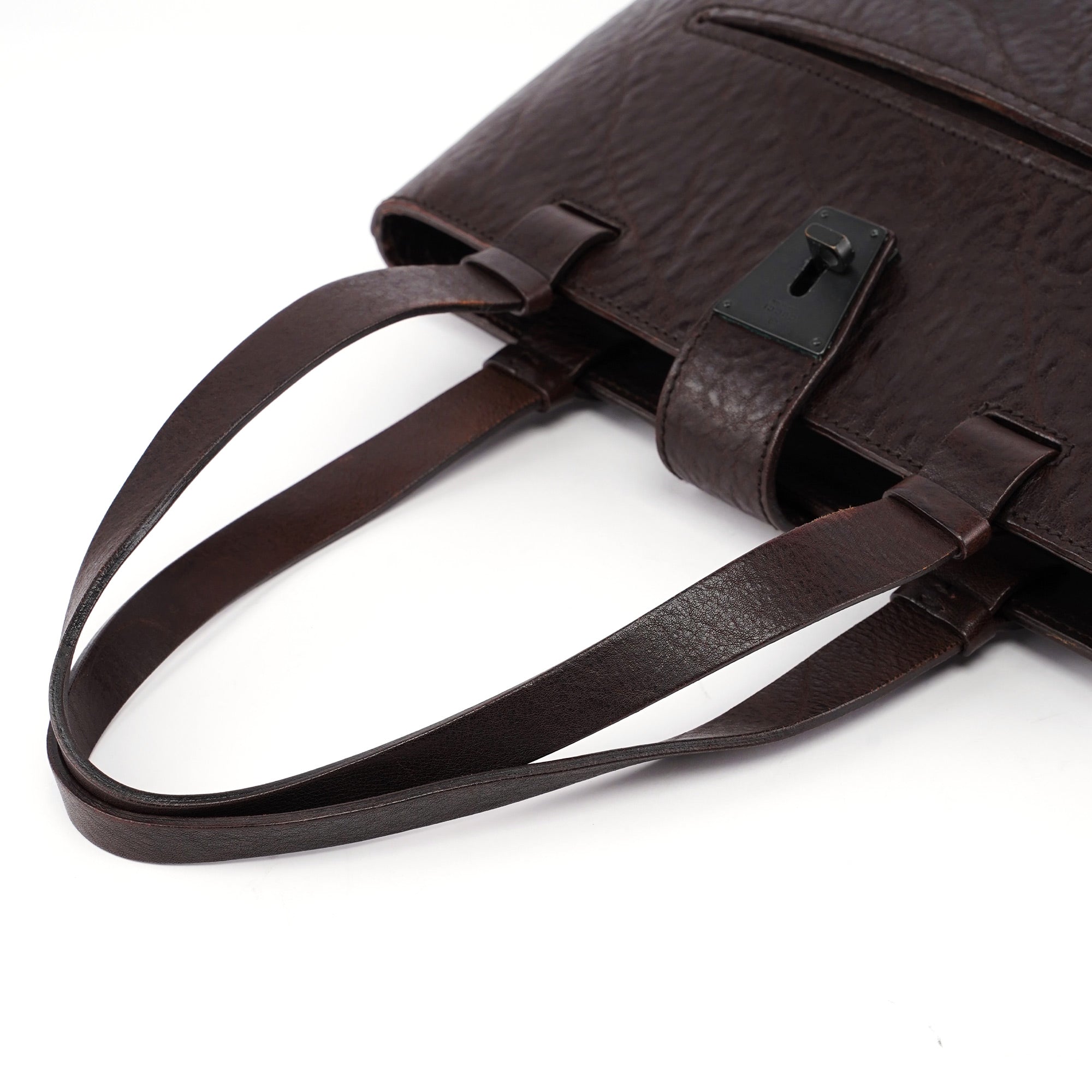 Gucci 2002 Brown Leather Turnlock Tote