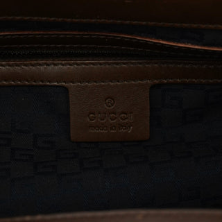 Gucci 2002 Brown Leather Wood Handle Bag