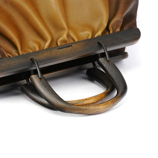 Gucci 2002 Brown Leather Wood Handle Bag