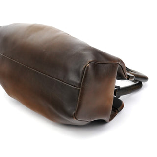 Gucci 2002 Brown Leather Wood Handle Bag