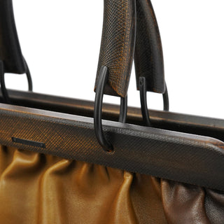 Gucci 2002 Brown Leather Wood Handle Bag