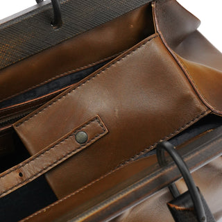 Gucci 2002 Brown Leather Wood Handle Bag