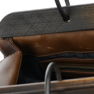 Gucci 2002 Brown Leather Wood Handle Bag
