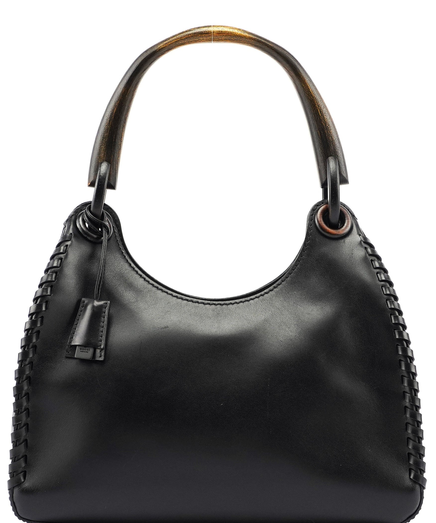 Gucci 2002 Calfskin Wood Handle Shoulder Bag