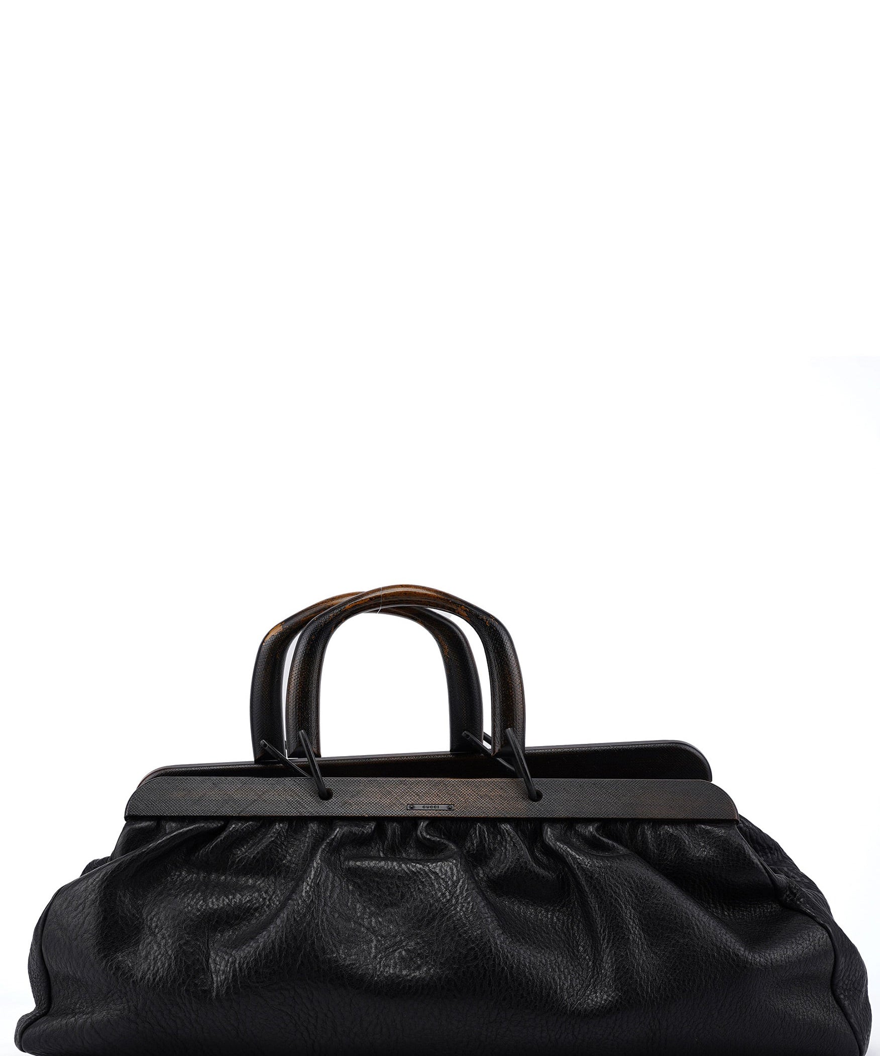Gucci 2002 Runway Black Bison Leather Doctor Bag