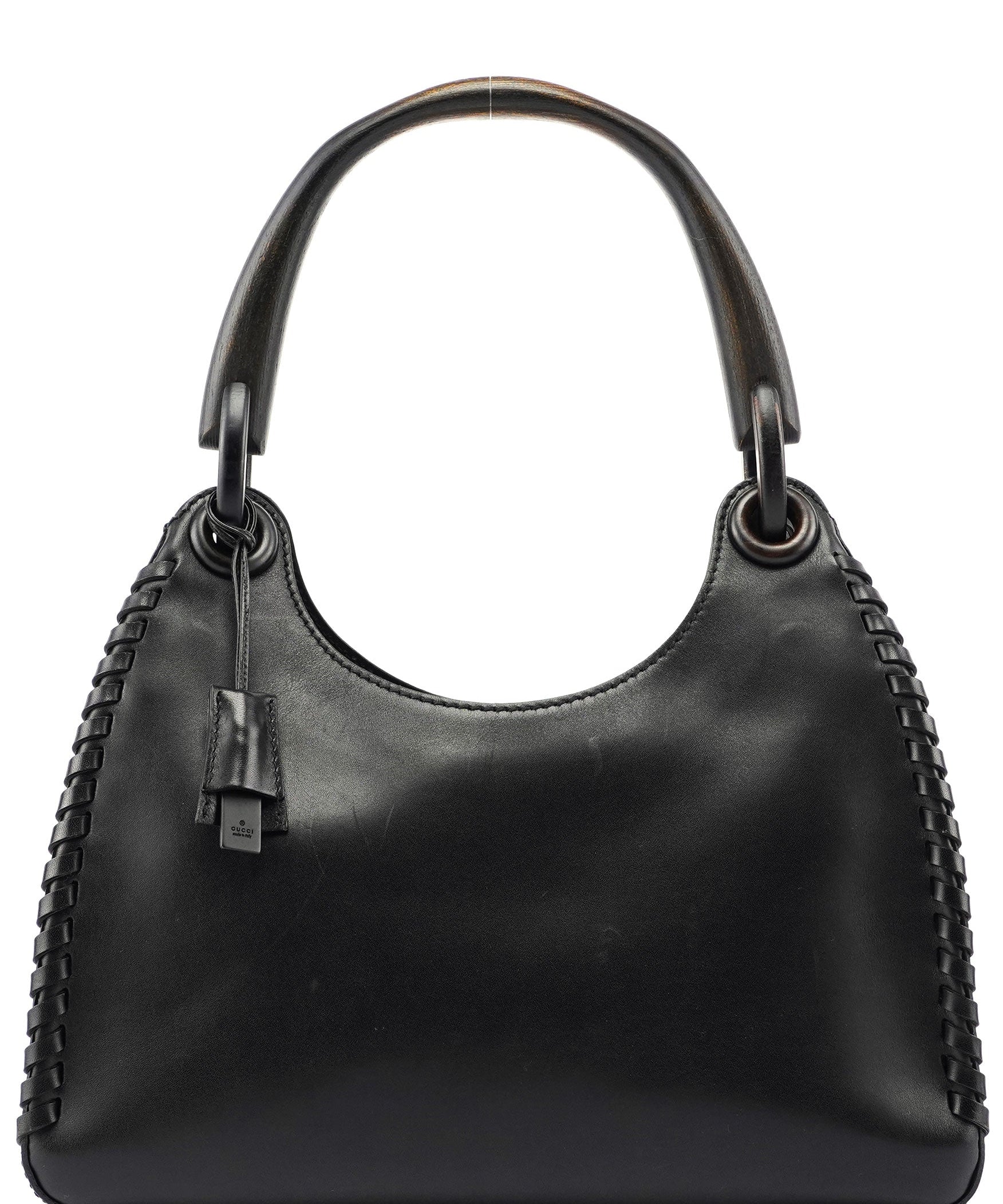 Gucci 2002 Vitello Wood Handle Shoulder Bag