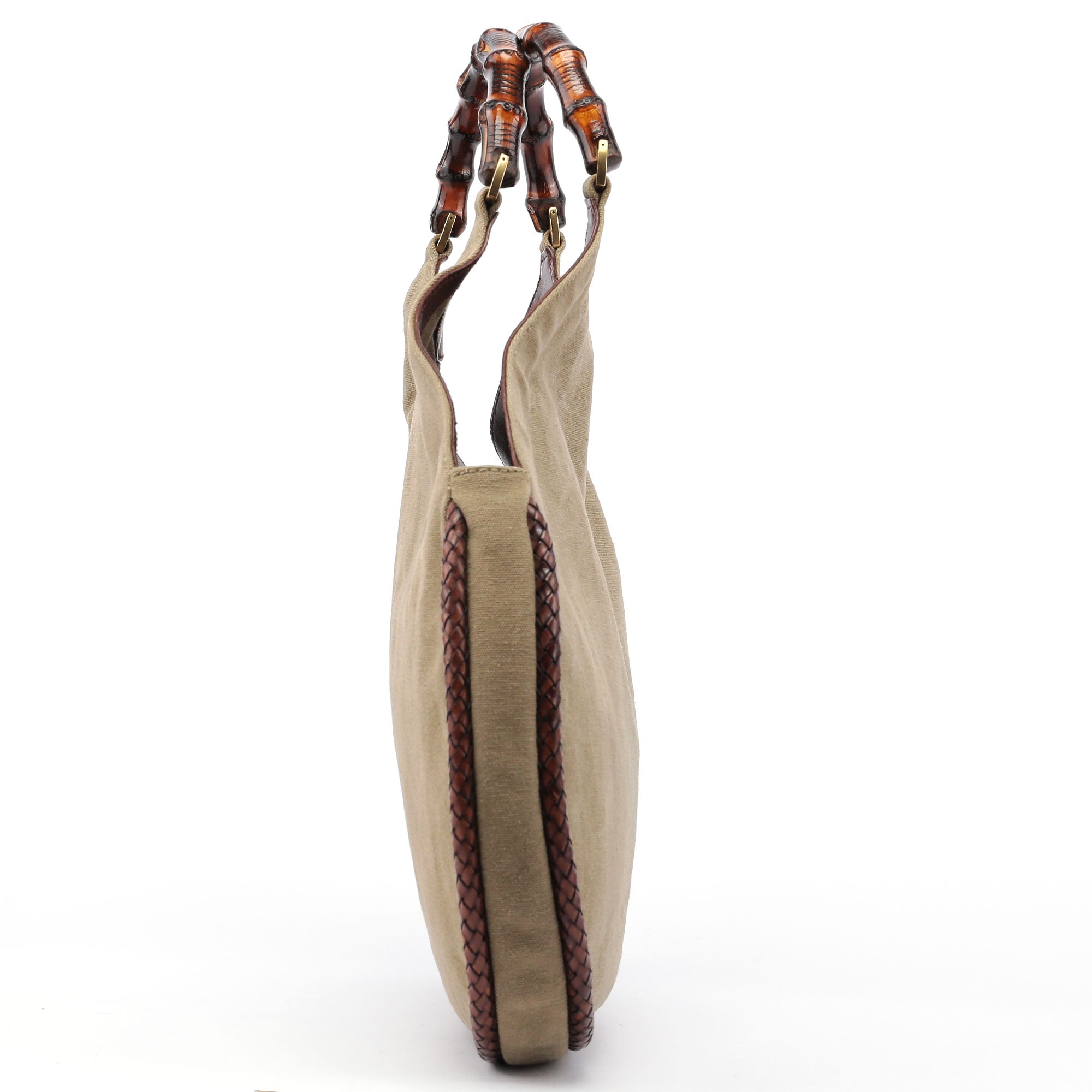 Gucci 2003 Sac Bamboo en toile beige