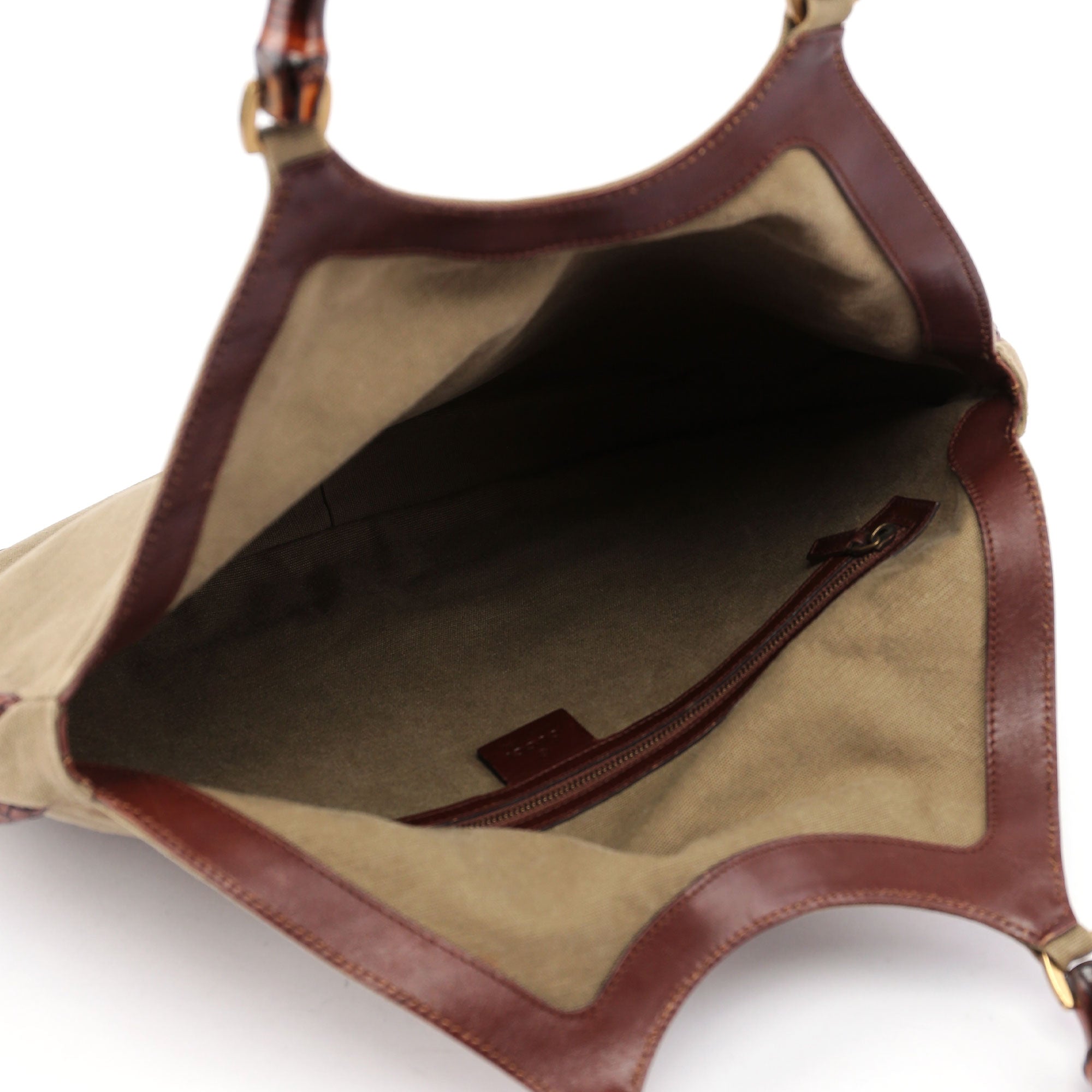 Gucci 2003 Sac Bamboo en toile beige
