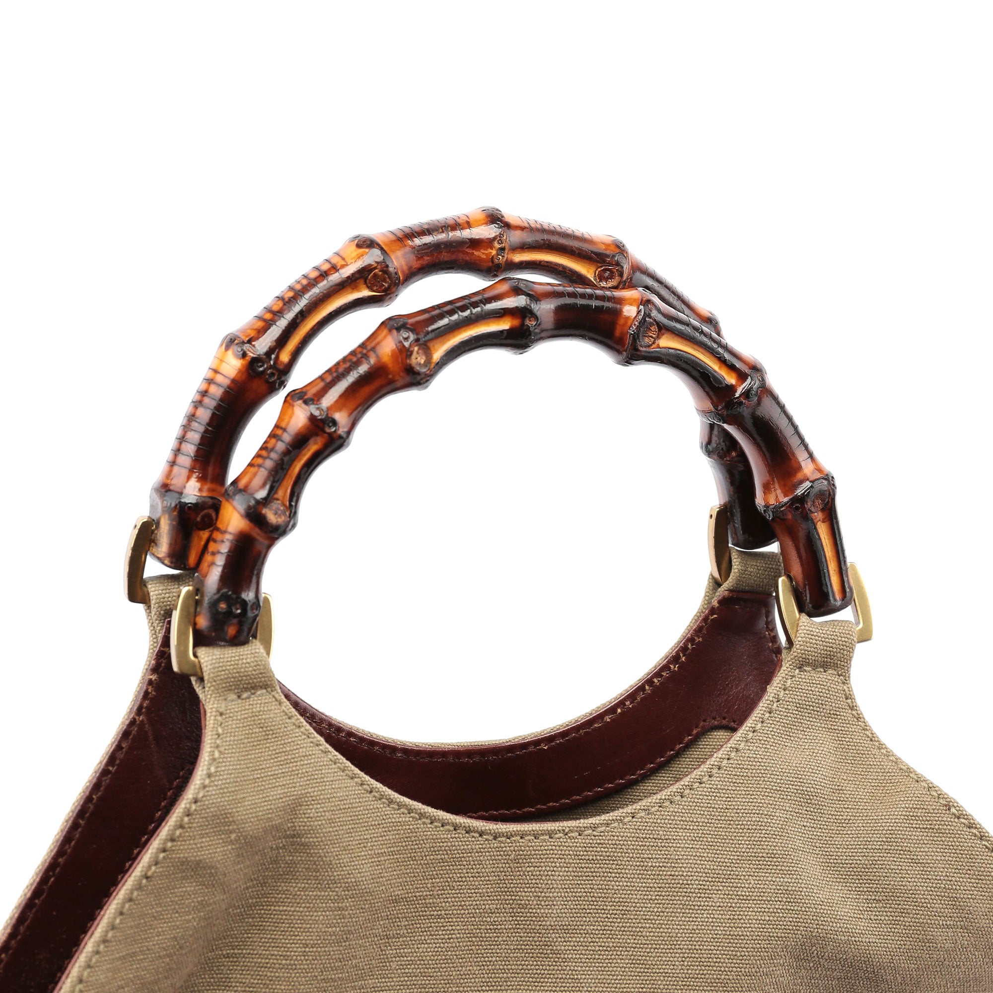 Gucci 2003 Sac Bamboo en toile beige