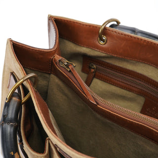 Gucci 2003 Beige Canvas Bamboo Tote Bag