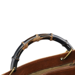 Gucci 2003 Beige Canvas Bamboo Tote Bag