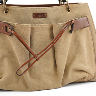 Gucci 2003 Beige Canvas Bamboo Tote Bag