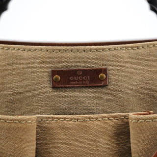 Gucci 2003 Beige Canvas Bamboo Tote Bag