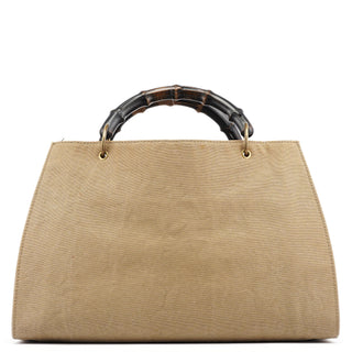 Gucci 2003 Beige Canvas Bamboo Tote Bag