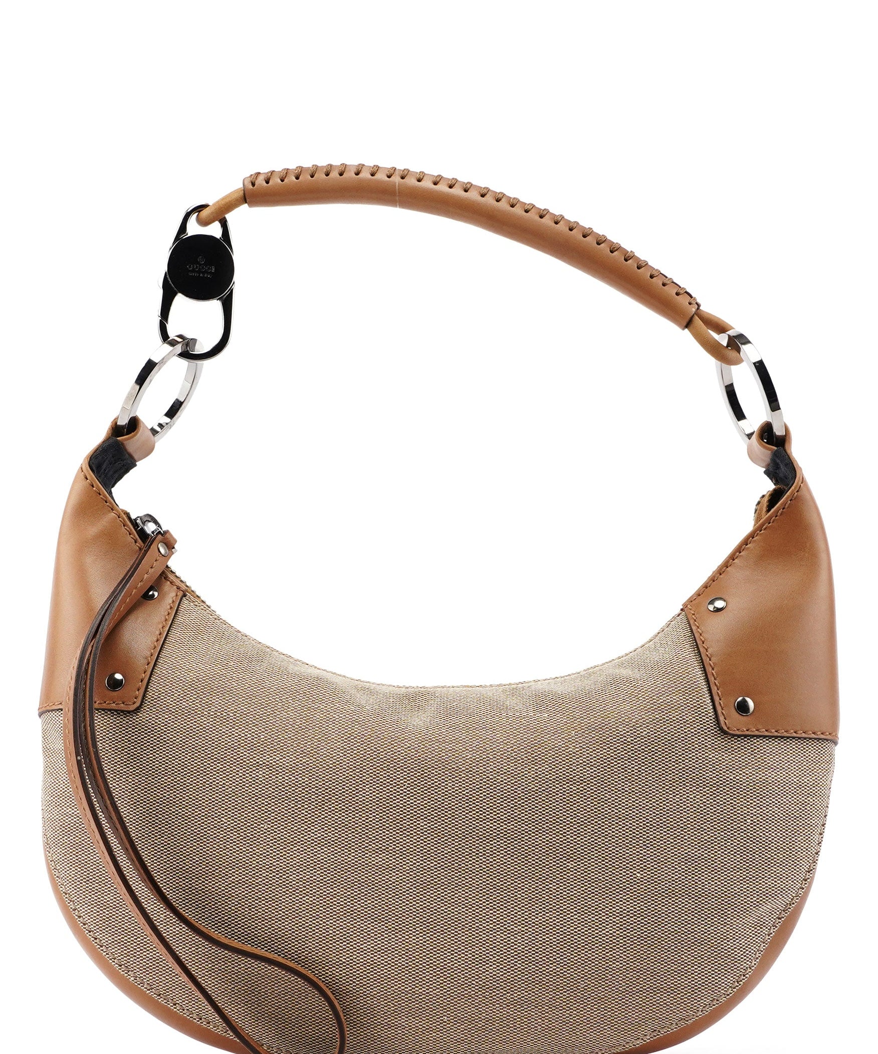 Gucci 2003 Beige Canvas Round Hobo Shoulder Bag