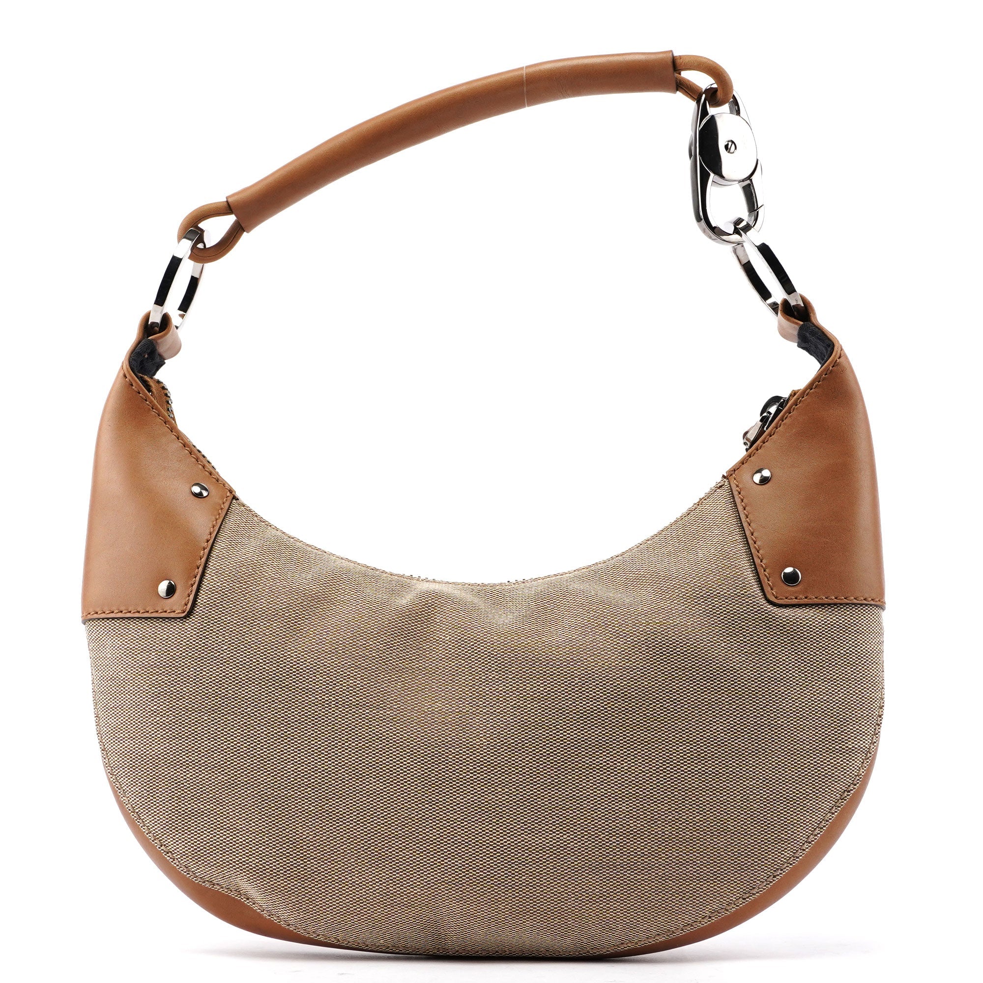 Gucci 2003 Beige Canvas Round Hobo Shoulder Bag