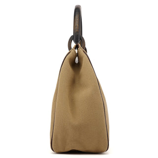 Gucci 2003 Beige Canvas Wood Handle Shoulder Bag