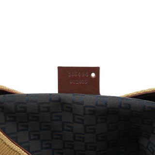 Gucci 2003 Beige Canvas Wood Handle Shoulder Bag