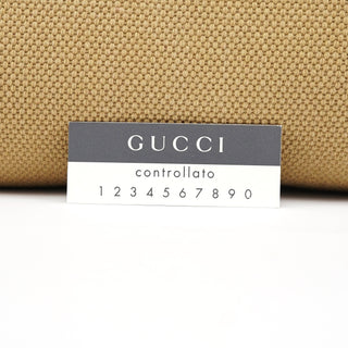 Gucci 2003 Beige Canvas Wood Handle Shoulder Bag