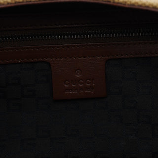 Gucci 2003 Beige Canvas Wood Handle Shoulder Bag