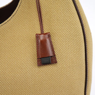 Gucci 2003 Beige Canvas Wood Handle Shoulder Bag