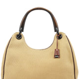 Gucci 2003 Beige Canvas Wood Handle Shoulder Bag