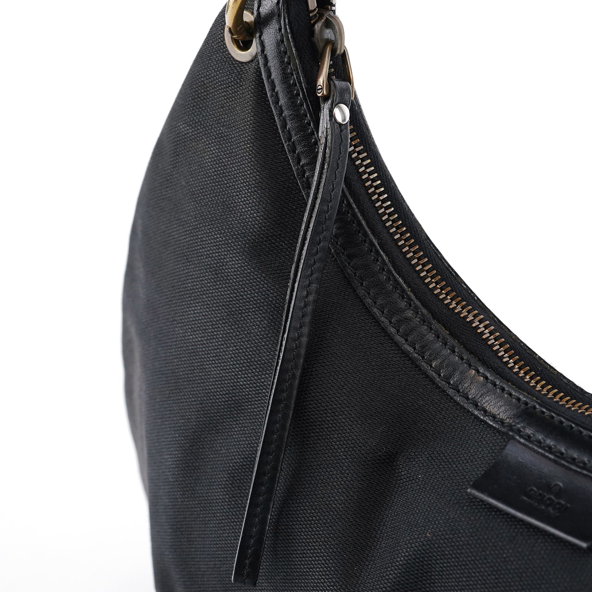 Gucci 2003 Black Canvas Hobo Shoulder Bag