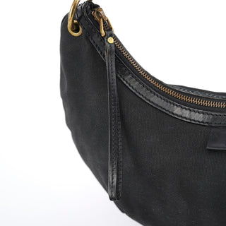 Gucci 2003 Black Canvas Round Shoulder Bag