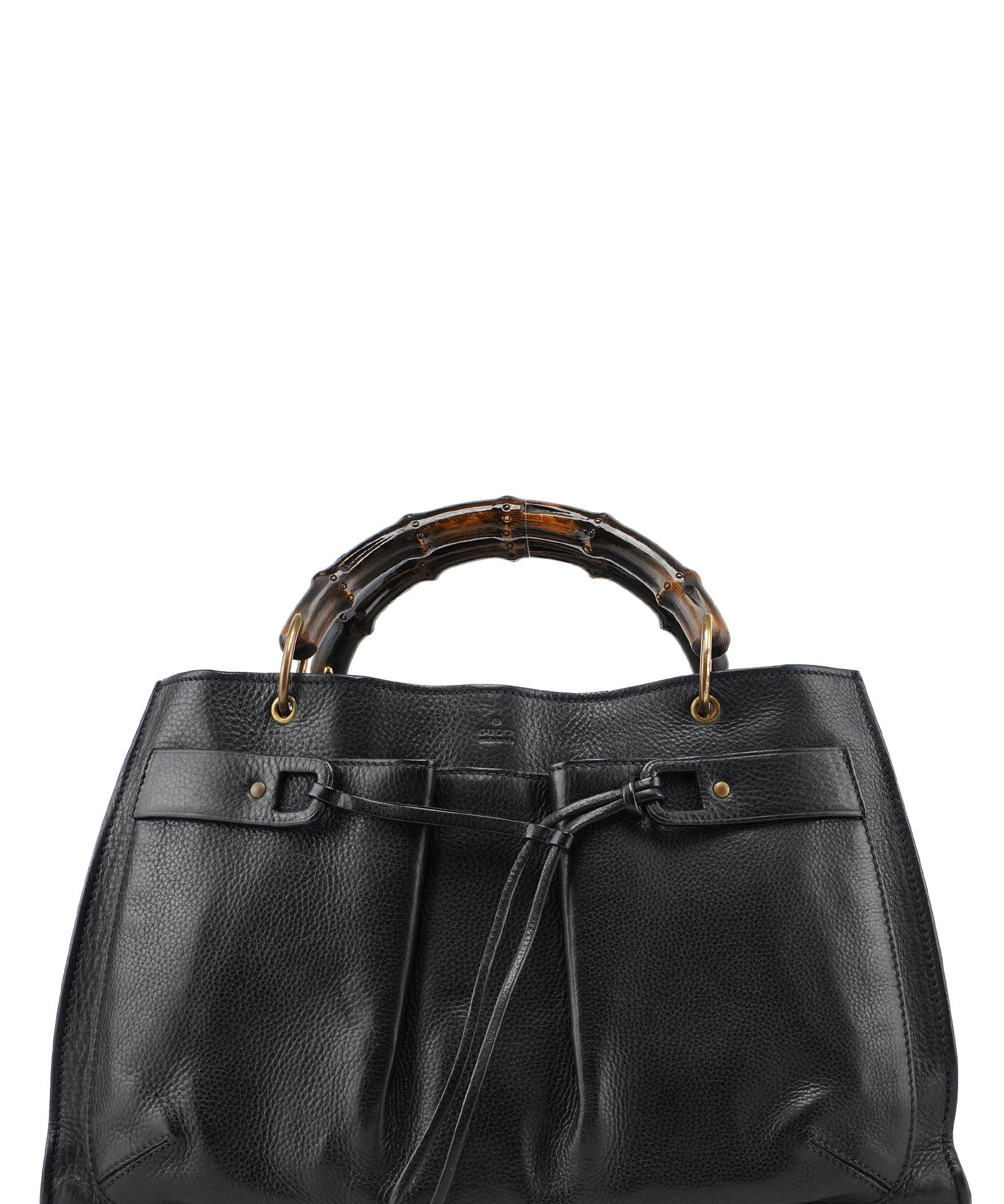 Gucci 2003 Black Leather Bamboo Top Handle Bag