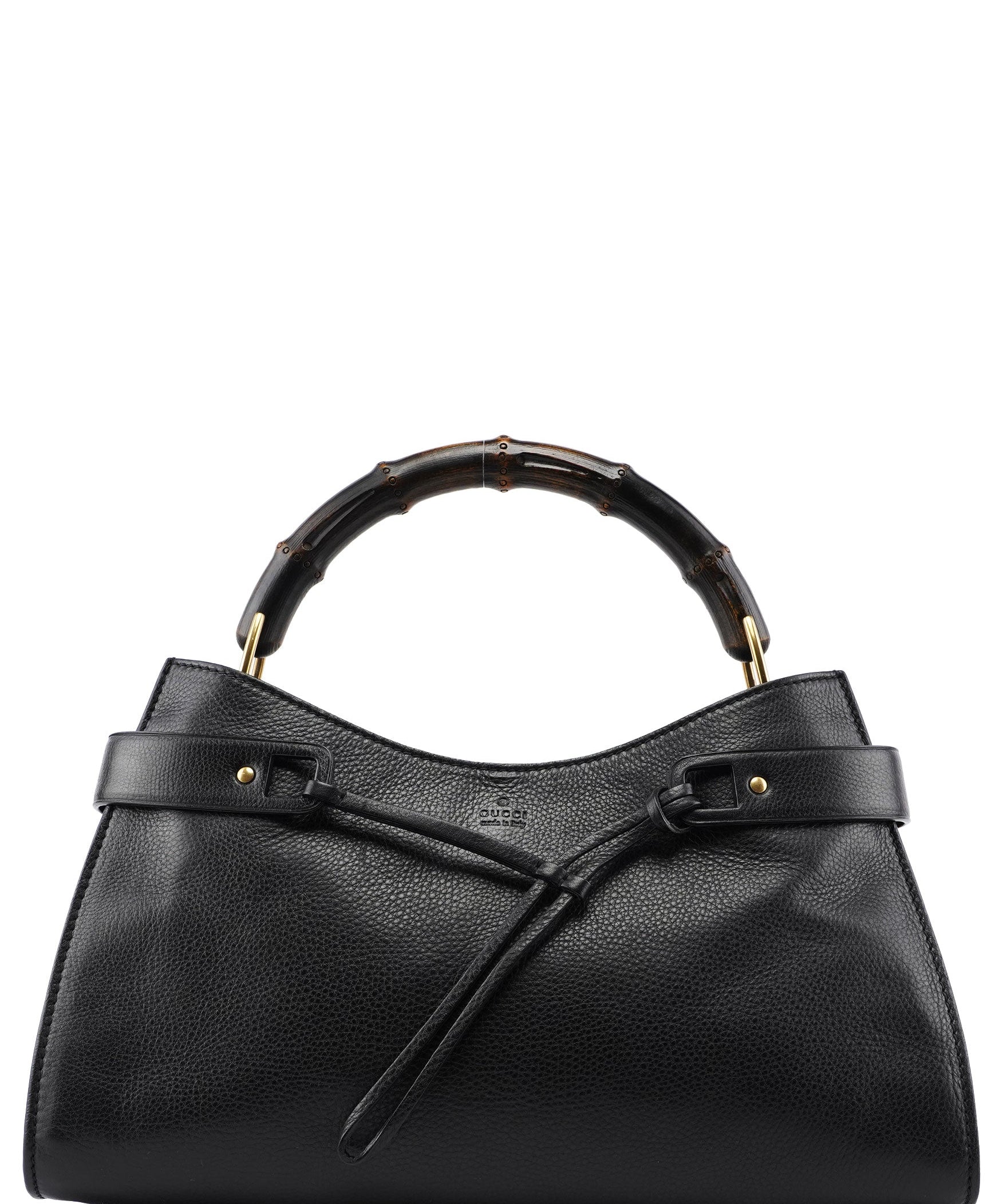Gucci 2003 Black Leather Bamboo Top Handle Bag