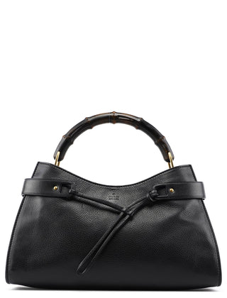 Gucci 2003 Black Leather Bamboo Top Handle Bag