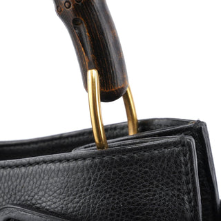 Gucci 2003 Black Leather Bamboo Top Handle Bag