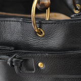 Gucci 2003 Black Leather Bamboo Tote Bag