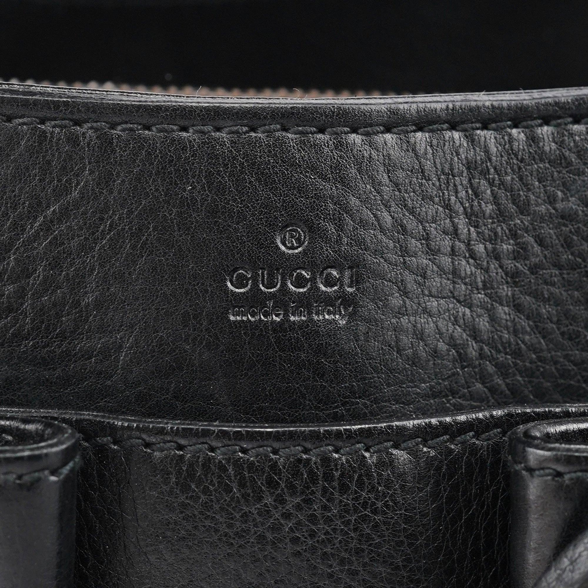 Gucci 2003 Black Leather Bamboo Tote Bag