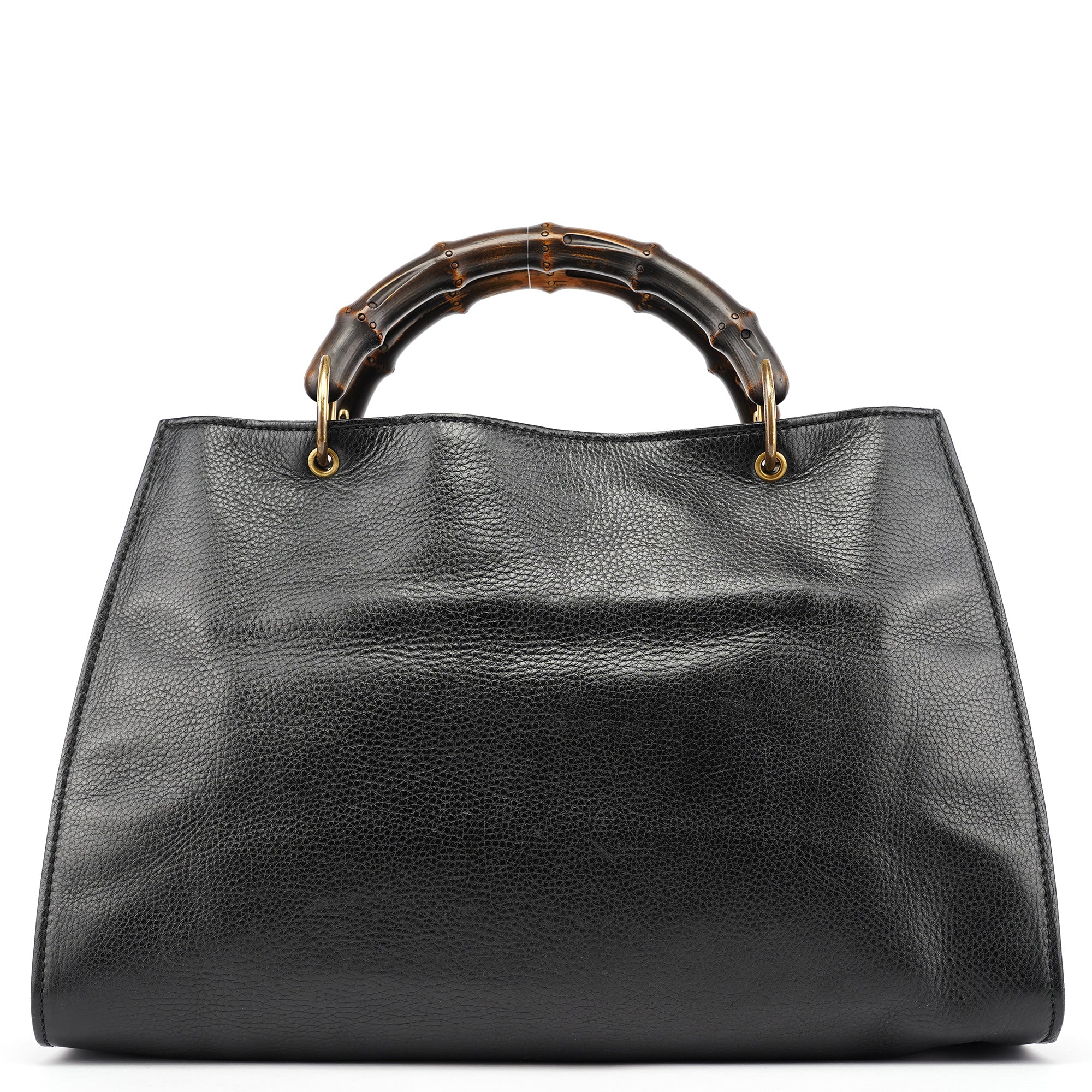 Gucci 2003 Black Leather Bamboo Tote Bag