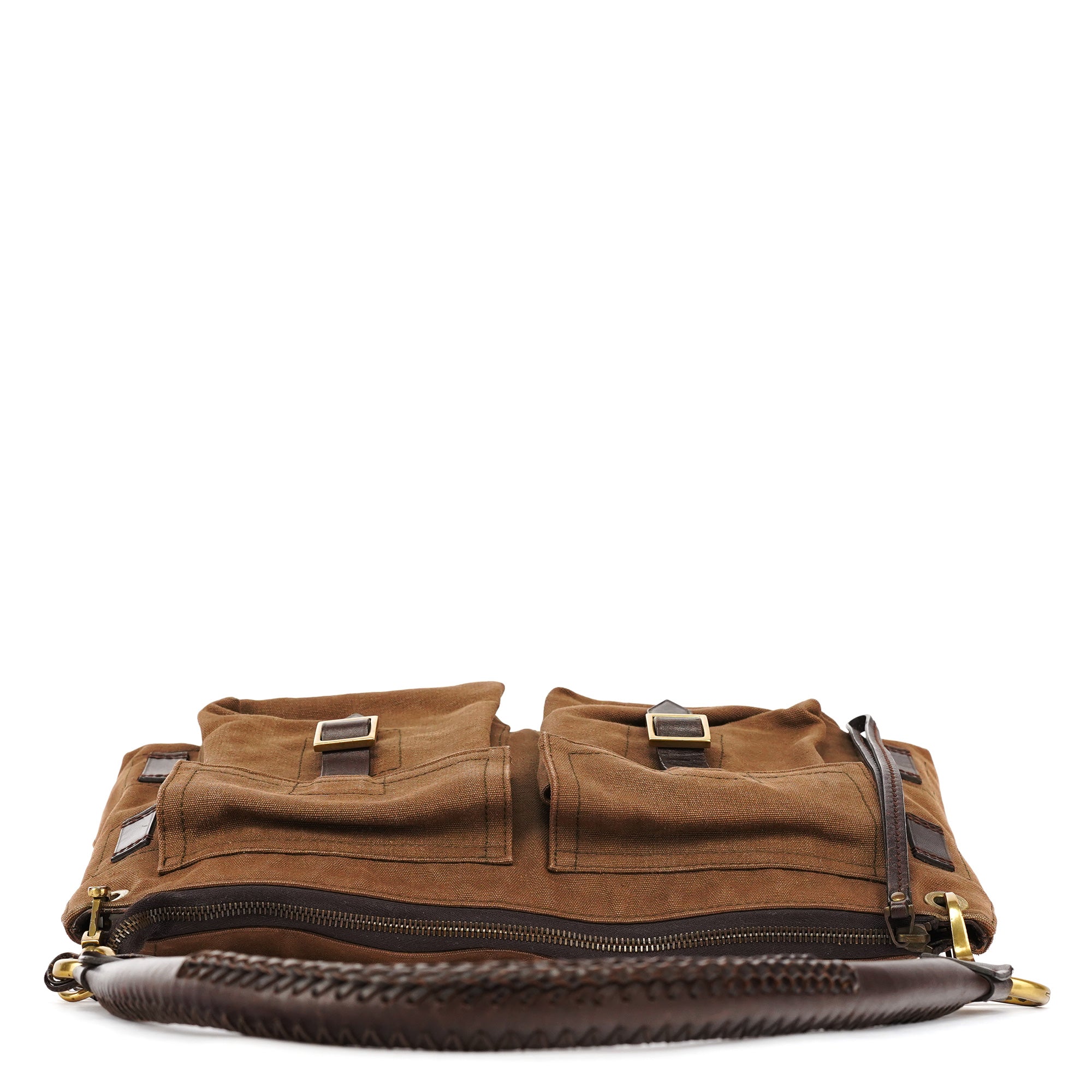 Gucci 2003 Schultertasche aus braunem Canvas mit Lederbesatz