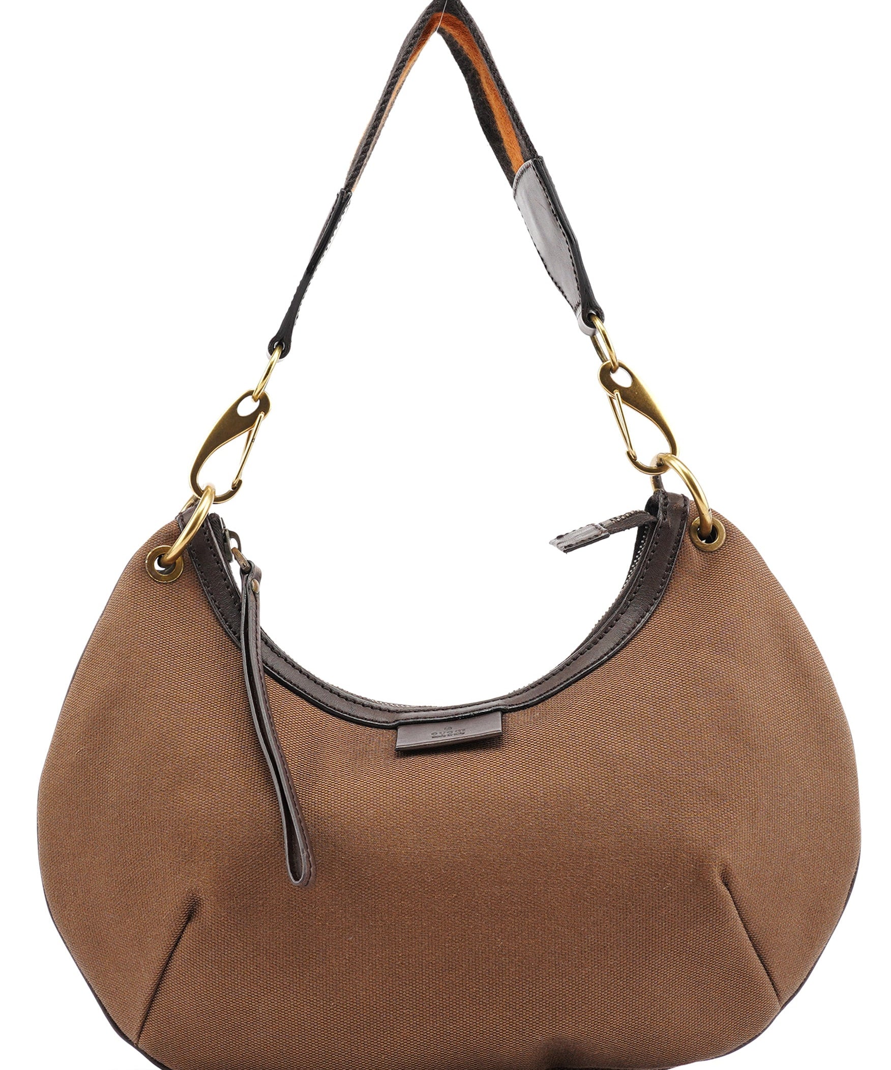 Gucci 2003 Borsa a spalla tonda in tela marrone