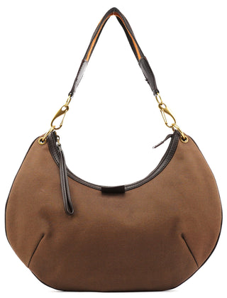 Gucci 2003 Brown Canvas Web Strap Hobo Bag