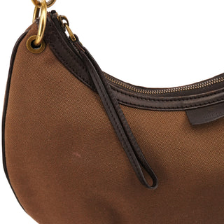 Gucci 2003 Brown Canvas Web Strap Hobo Bag