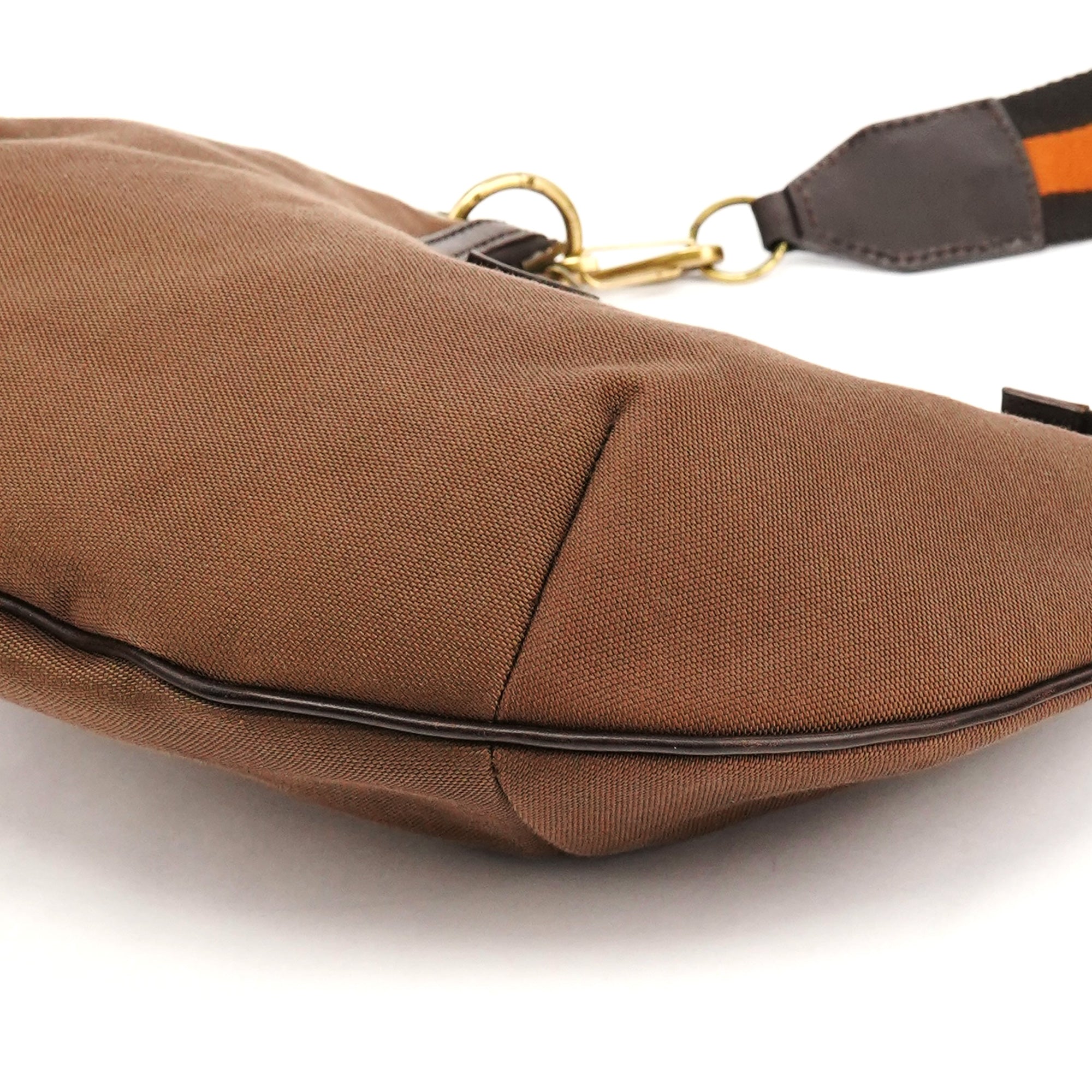 Gucci 2003 Brown Canvas Web Strap Hobo Bag