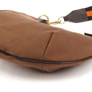 Gucci 2003 Brown Canvas Web Strap Hobo Bag