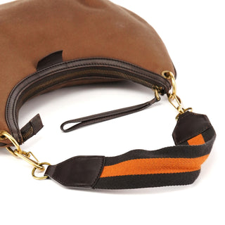 Gucci 2003 Brown Canvas Web Strap Hobo Bag