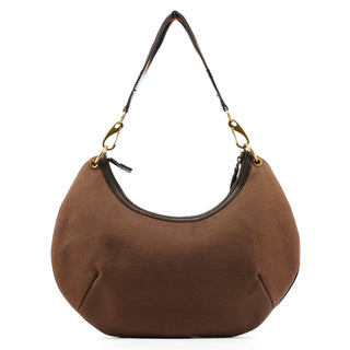 Gucci 2003 Brown Canvas Web Strap Hobo Bag